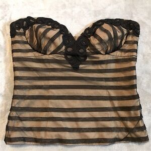 EUC! Bebe Bustier Corset Top size S Small Black / Nude